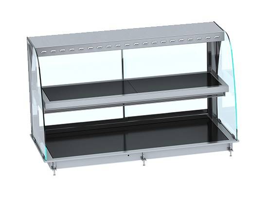 Einbauwärmevitrine Rund 4/1 aus Keramik, schwarz
