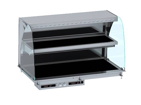Einbau Wandmodell Wärmevitrine Rund aus Keramik, schwarz