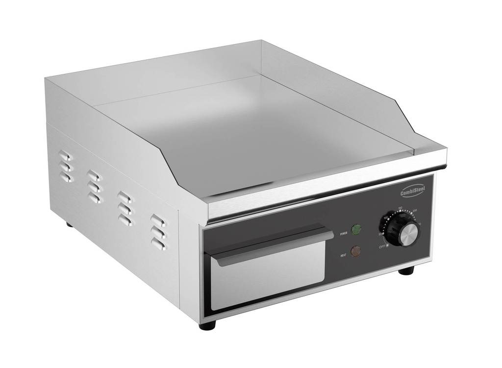 Elektro Grillplatte mit Glatt aus Edelstahl, 360 x 450 x 220 mm