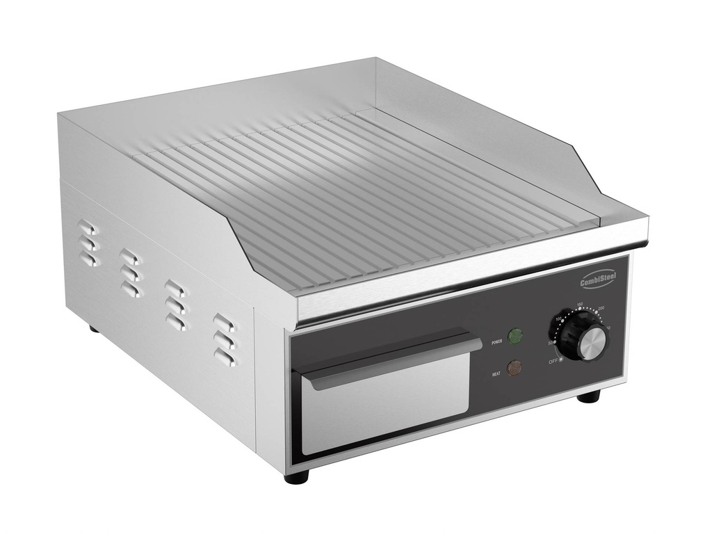Elektro Grillplatte mit Gerillt aus Edelstahl, 360 x 450 x 220 mm