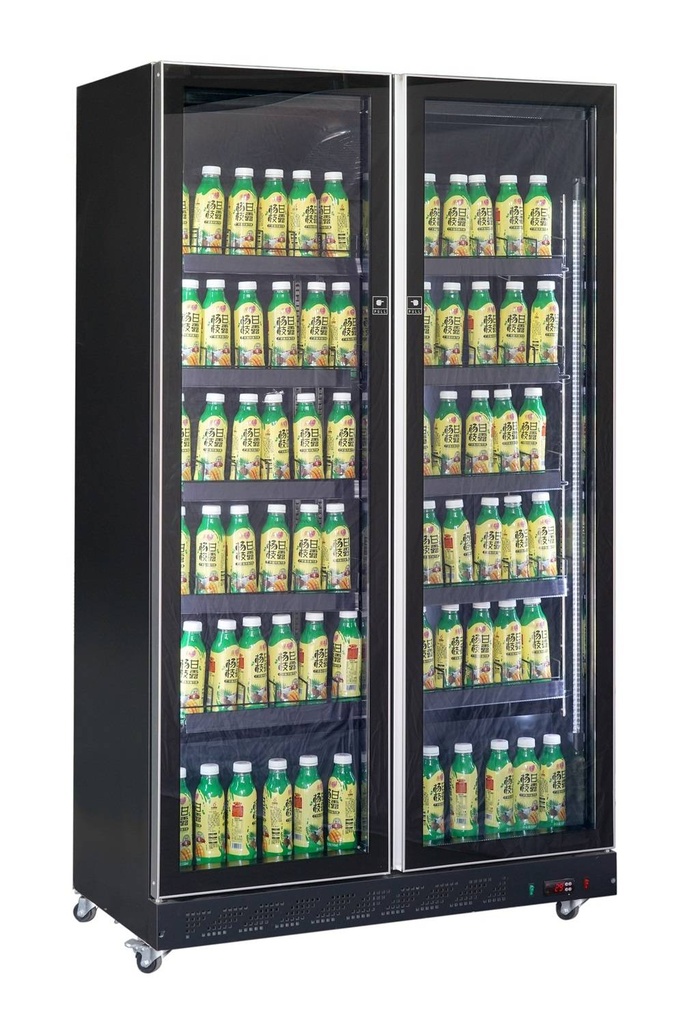 Kühlschrank 2 Glastüren, 1100 x 600 x 1980 mm, schwarz