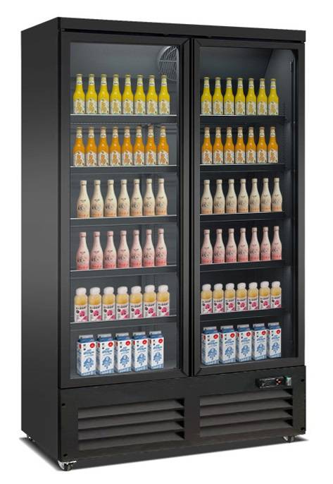 Kühlschrank 2 Glastüren, 1250 x 705 x 2050 mm, schwarz