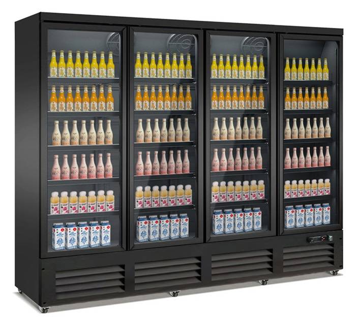 Kühlschrank 4 Glastüren, 2500 x 705 x 2050 mm, schwarz