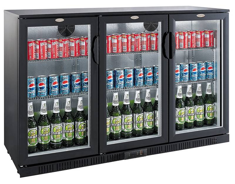 Barkühler 3 Türen, 1350 x 520 x 850 mm, 320 L, schwarz