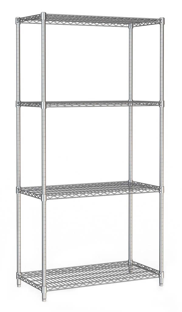 Wandbretter 4 Levels 900, 900 x 450 x 1800 mm, chrom
