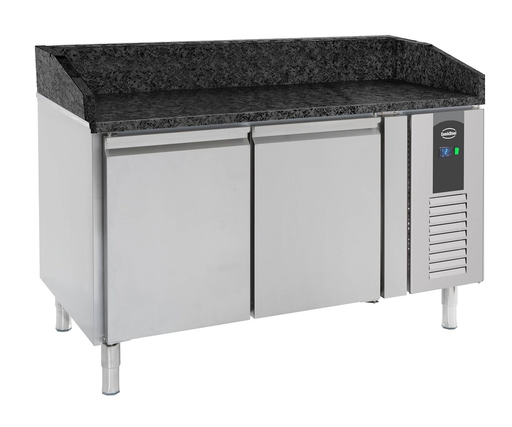 Pizzatisch 2 Türen aus Edelstahl, schwarz / edelstahl