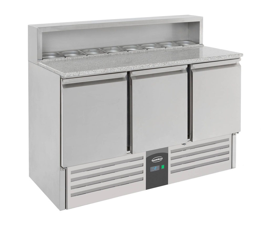 Pizzatisch 3 aus Edelstahl, 1368 x 700 x 1090 mm, 402 L