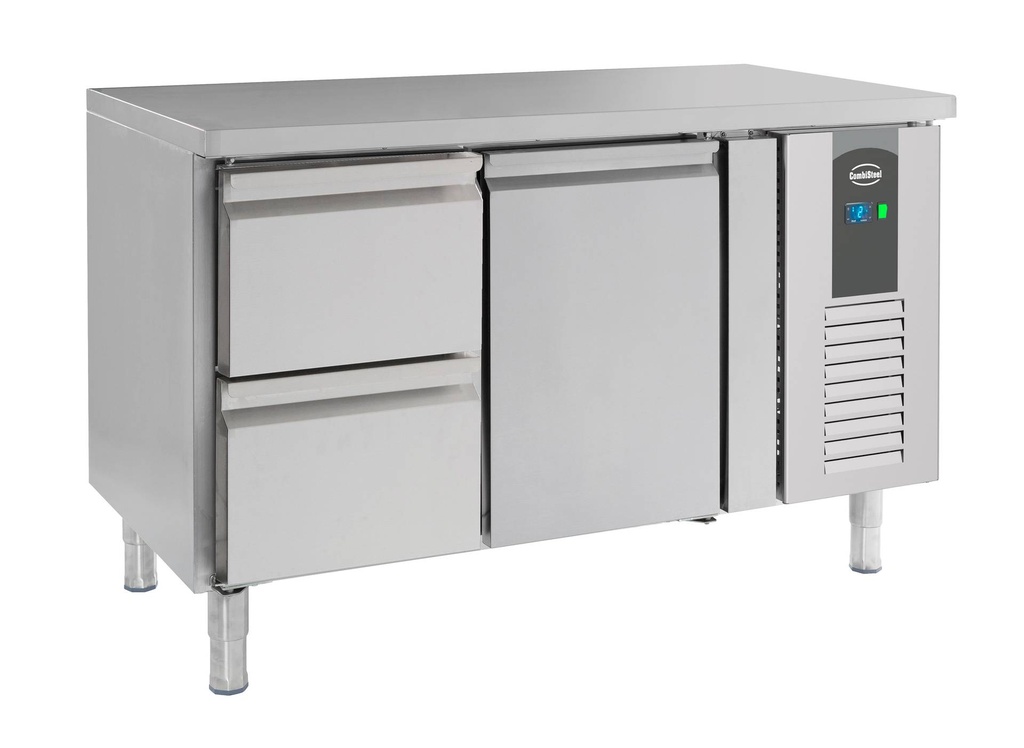 700 Kühltisch 1 Tür aus Edelstahl, 1360 x 700 x 850 mm
