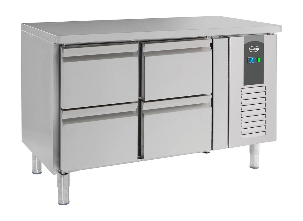 700 Kühltisch 4 aus Edelstahl, 1360 x 700 x 850 mm