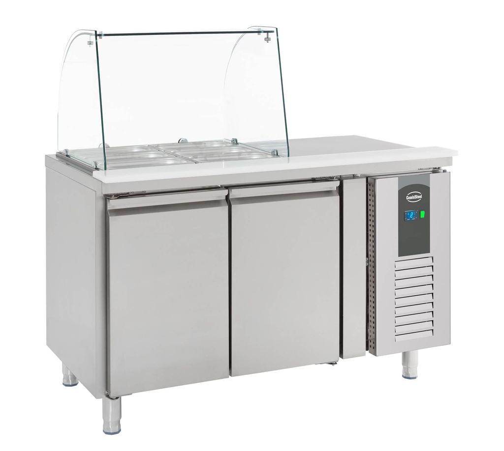 Kühltisch mit Glas 2 Türen, 1360 x 700 x 1365 mm, 314 L