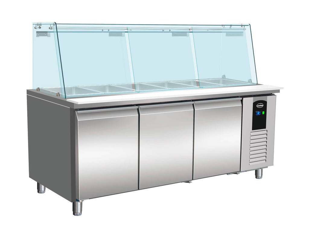 Kühltisch mit Glas 3 aus Edelstahl, 5 x 1/1 GN, 1795 x 700 x 1365 mm