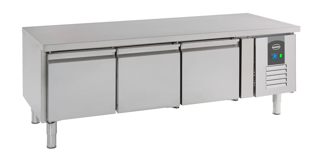 Kühltisch 650 mit Türen aus Edelstahl, 1600 x 700 x 650 mm, 260 L