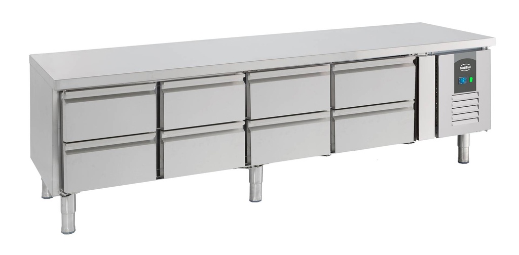 Kühltisch 650 Hoch 8 aus Edelstahl, 2000 x 700 x 650 mm