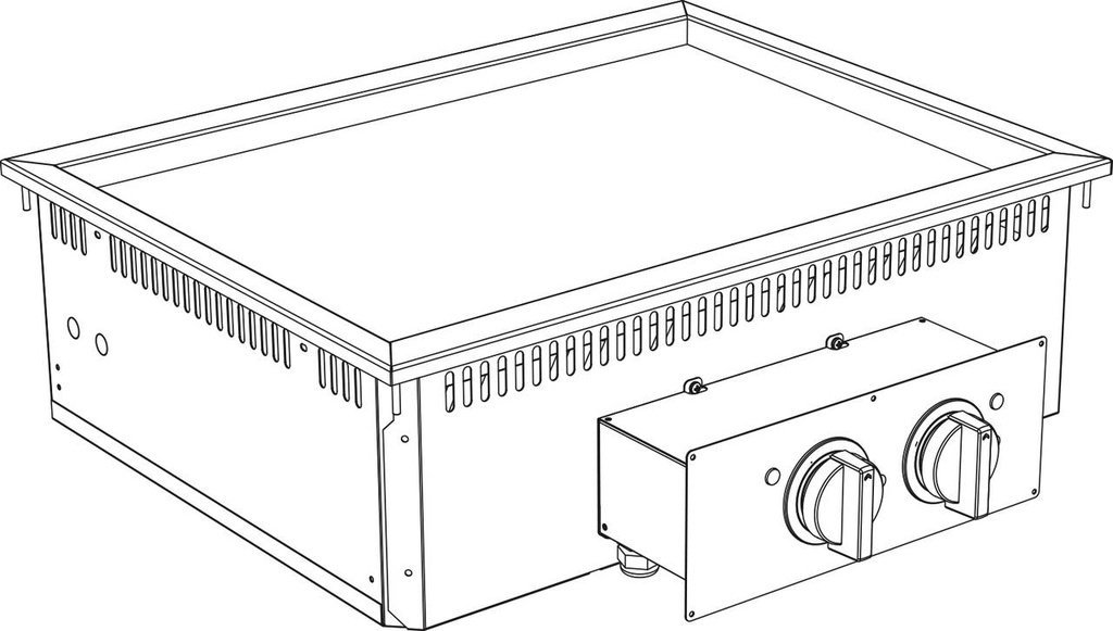 KBS Elektro Grillplatte Grillfläche glatt verchromt Drop In 700 Breite 800mm