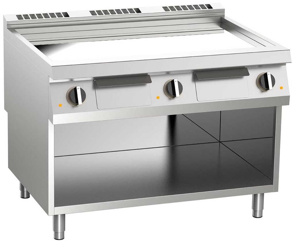 KBS Elektro-Grillplatte glatt verchromt 22,5kW mit 3 Heizzonen offener Unterbau