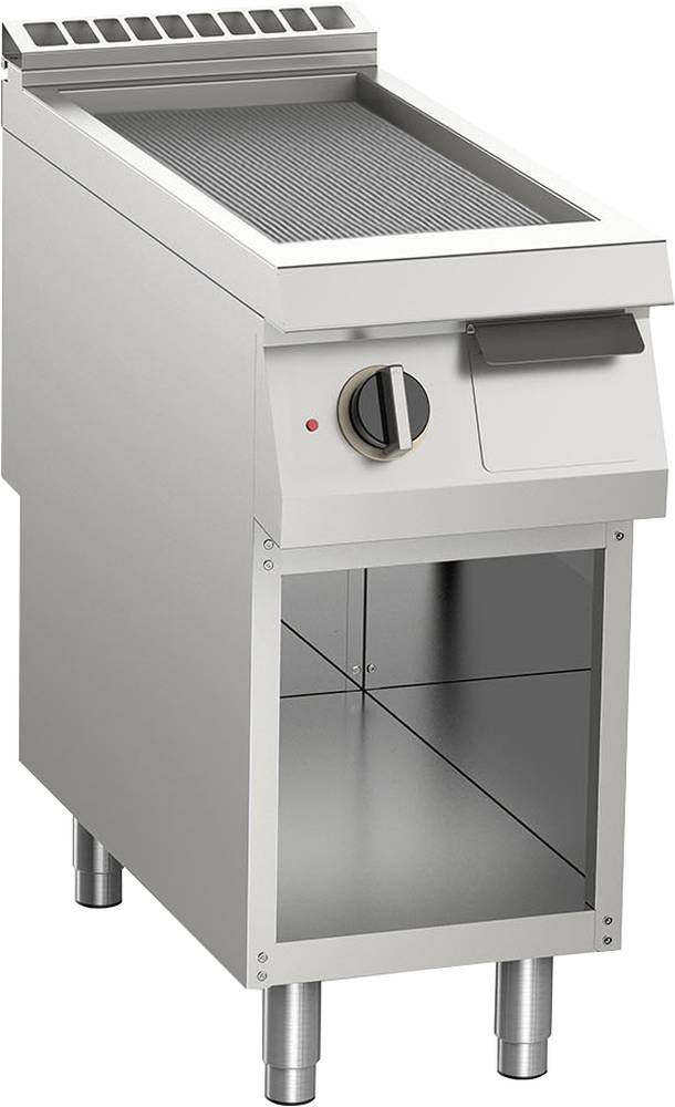KBS Elektro-Grillplatte gerillt aus Edelstahl 7,5 kW mit 1 Heizzone offener Unterbau