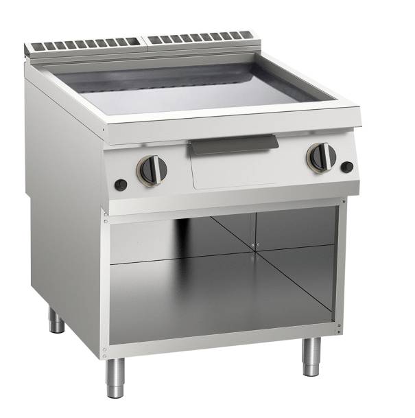 KBS Gas-Grillplatte glatt verchromt 21kW mit 2 Heizzonen offener Unterbau