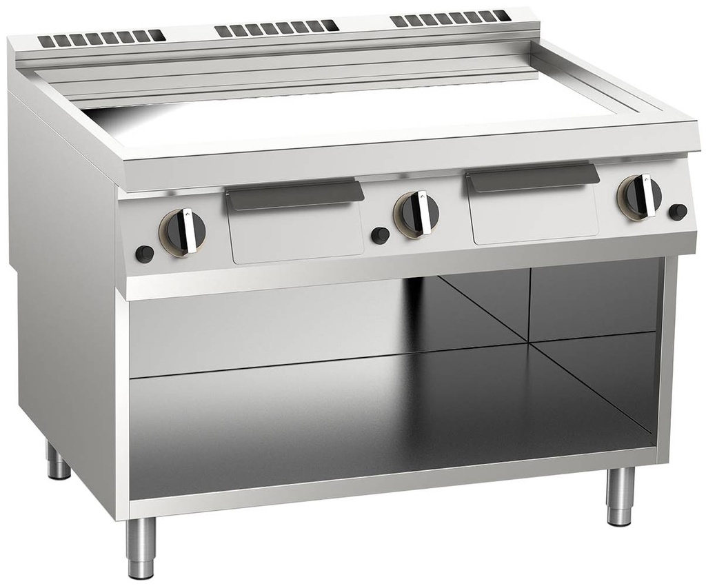 KBS Gas-Grillplatte glatt verchromt 31,5kW mit 3 Heizzonen offener Unterbau