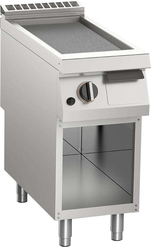 KBS Gas-Grillplatte gerillt aus Edelstahl 10,5 kW mit 1 Heizzone offener Unterbau