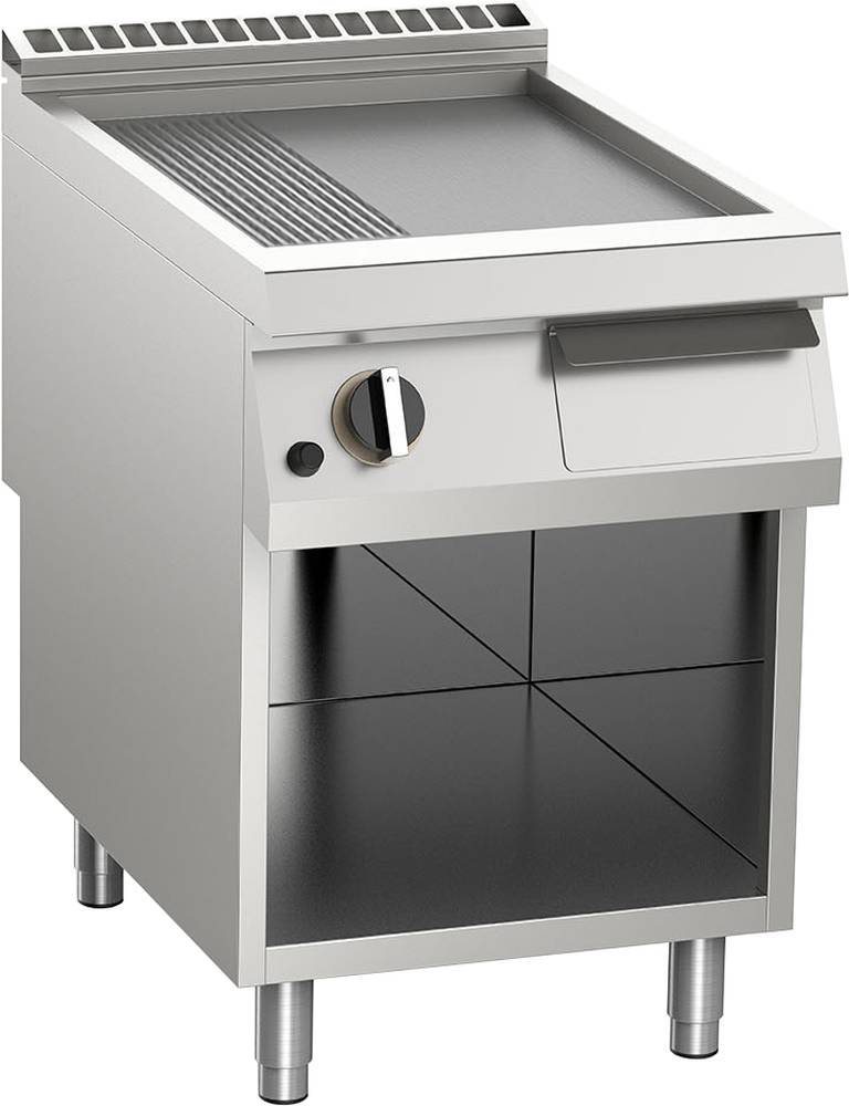 KBS Gas-Grillplatte geteilt aus Edelstahl 14kW mit 2 Heizzonen offener Unterbau