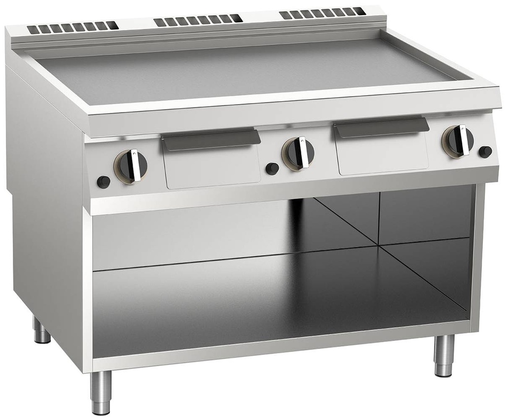 KBS Gas-Grillplatte glatt aus Edelstahl 31,5 kW mit 3 Heizzonen offener Unterbau