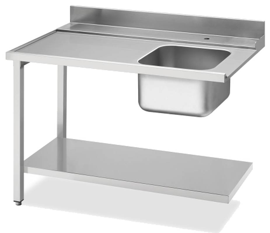 KBS Zulauftisch Becken rechts, Breite 120cm, Grundboden und Aufkantung
