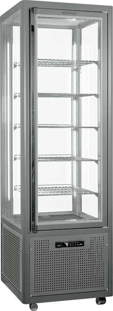 KBS Panoramavitrine Snelle 360 R LED (lichtgrau) 7 runde Glasablagen