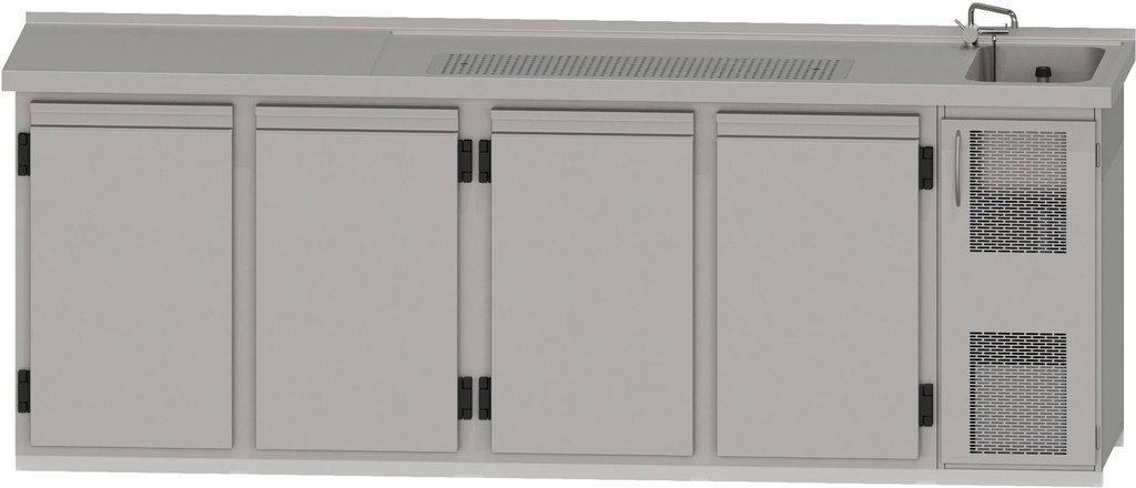 KBS Getränketheke Palermo 2 mit 1 Becken rechts und Abdeckung mit Aufkantung