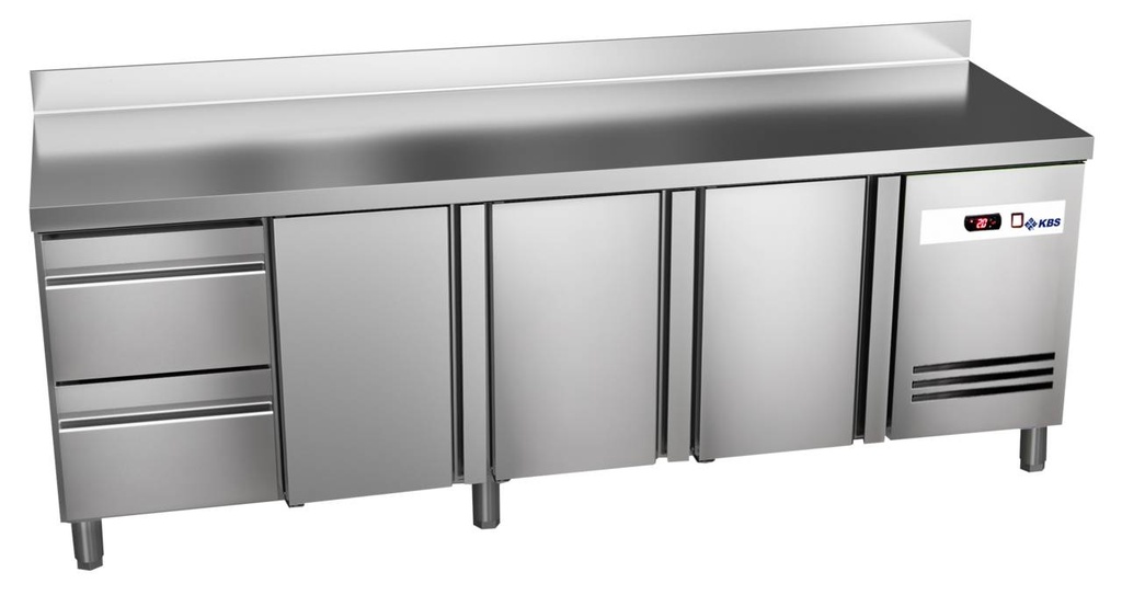 KBS Kühltisch Ready KT4602 mit Arbeitsplatte 3 Türen, 2 halbe Schubladen