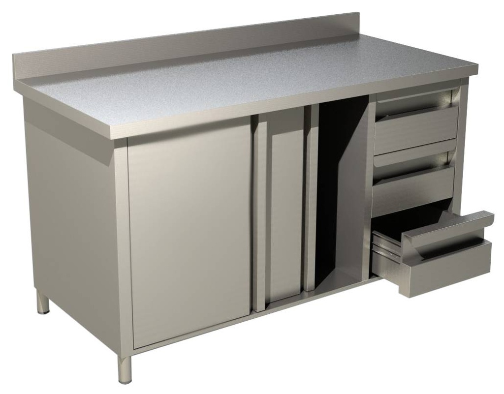 KBS Arbeitsschrank mit Schiebetüren, Schubladen und Aufkantung B 160cm x T 70cm