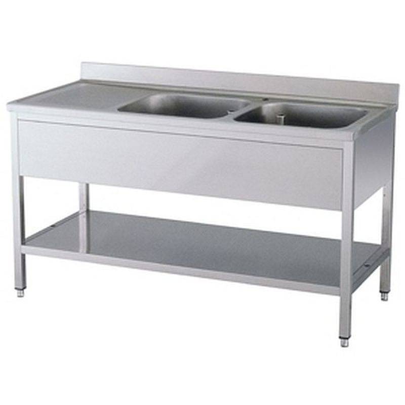 KBS Spültisch 2 Becken rechts mit Aufkantung B 140cm