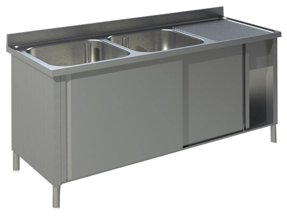 KBS Spülschrank mit Schiebetüren B 140cm - Becken links