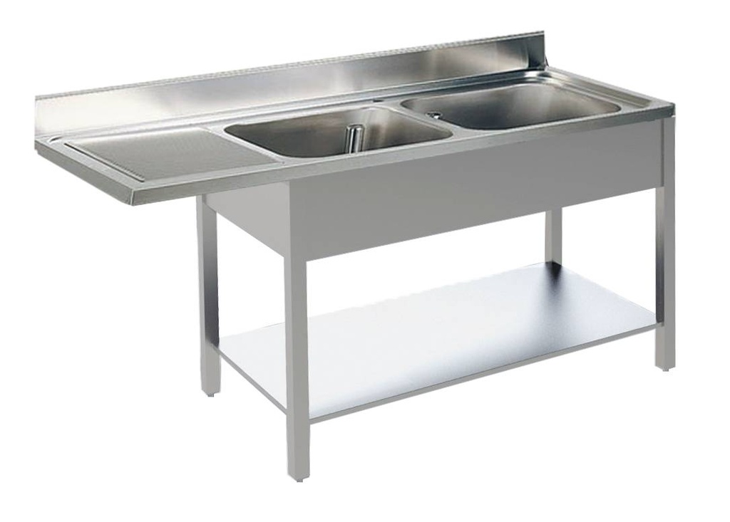 KBS Spülcenter B 160cm - 2 Becken rechts - mit glatter Ablagefläche