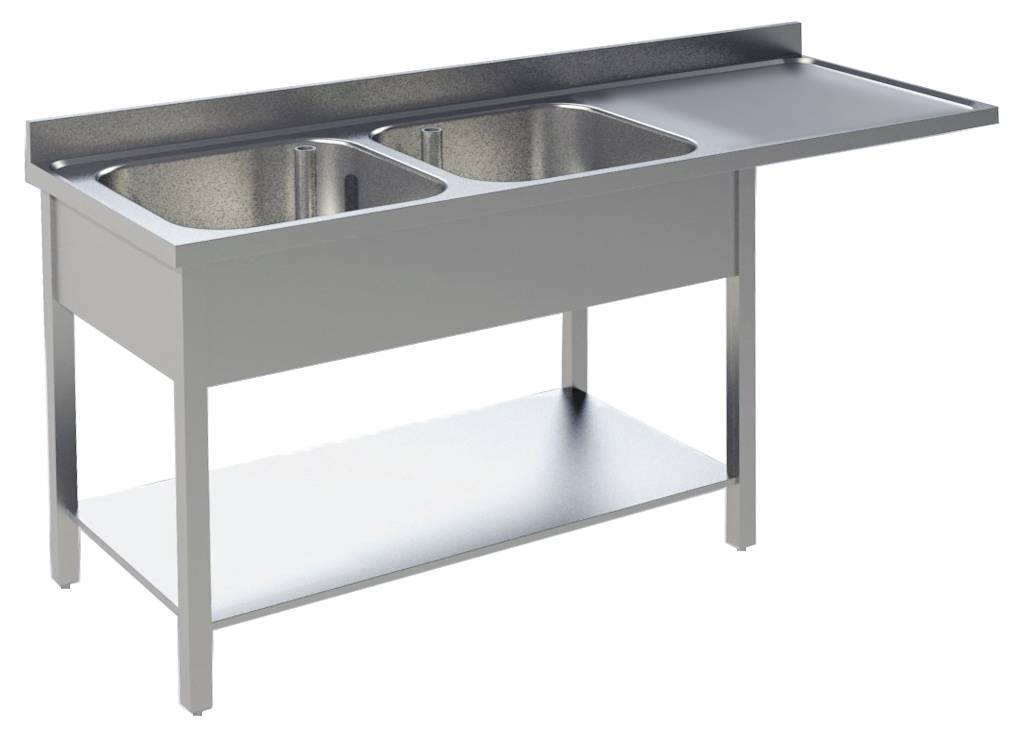 KBS Spülcenter B 160cm - 2 Becken links - mit glatter Ablagefläche