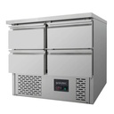 Kühltisch Mini / 2-fach - mit 4 Schubladen, 900 x 700 mm