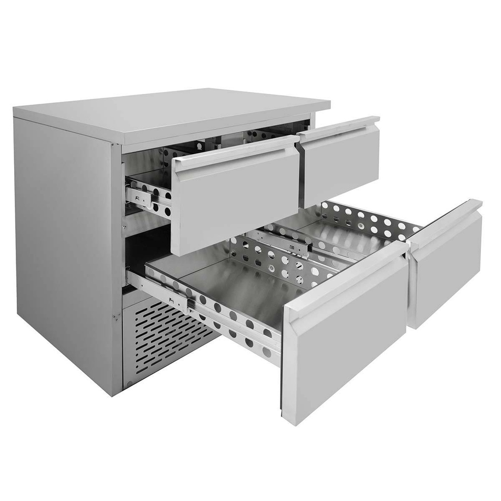 Kühltisch Mini / 2-fach - mit 4 Schubladen, 900 x 700 mm