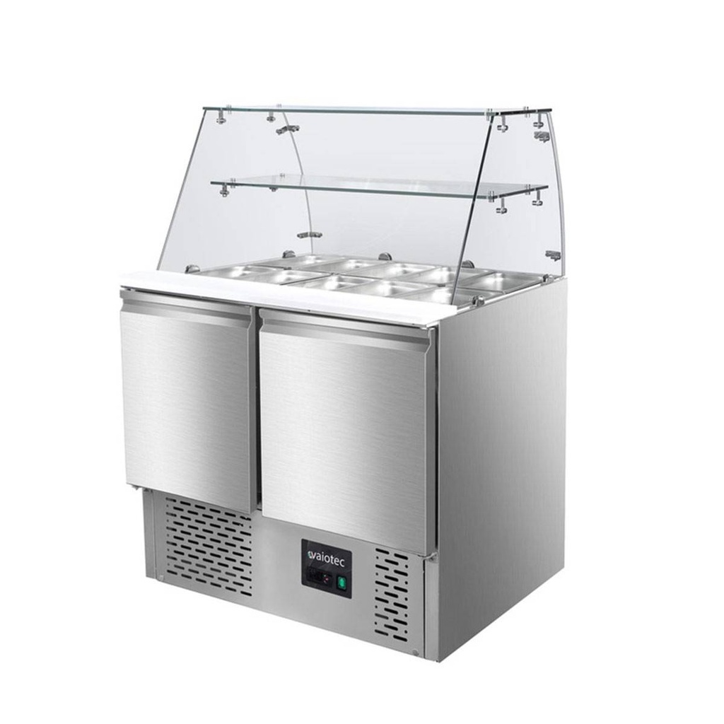 Saladette / 2-fach mit eckigem Glasaufsatz, 900 x 700 mm