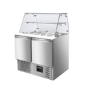 Saladette / 2-fach mit eckigem Glasaufsatz, 900 x 700 mm