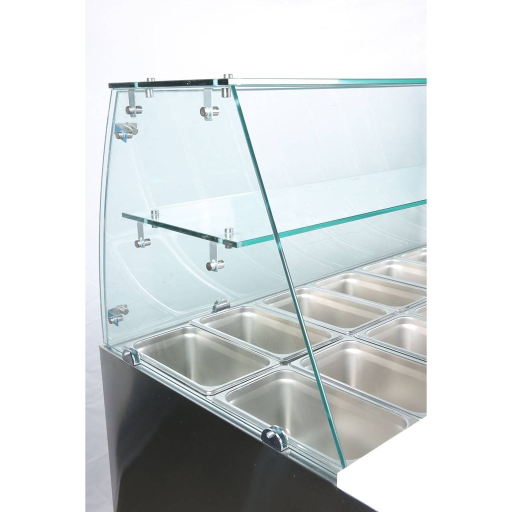 Saladette / 2-fach mit eckigem Glasaufsatz, 900 x 700 mm