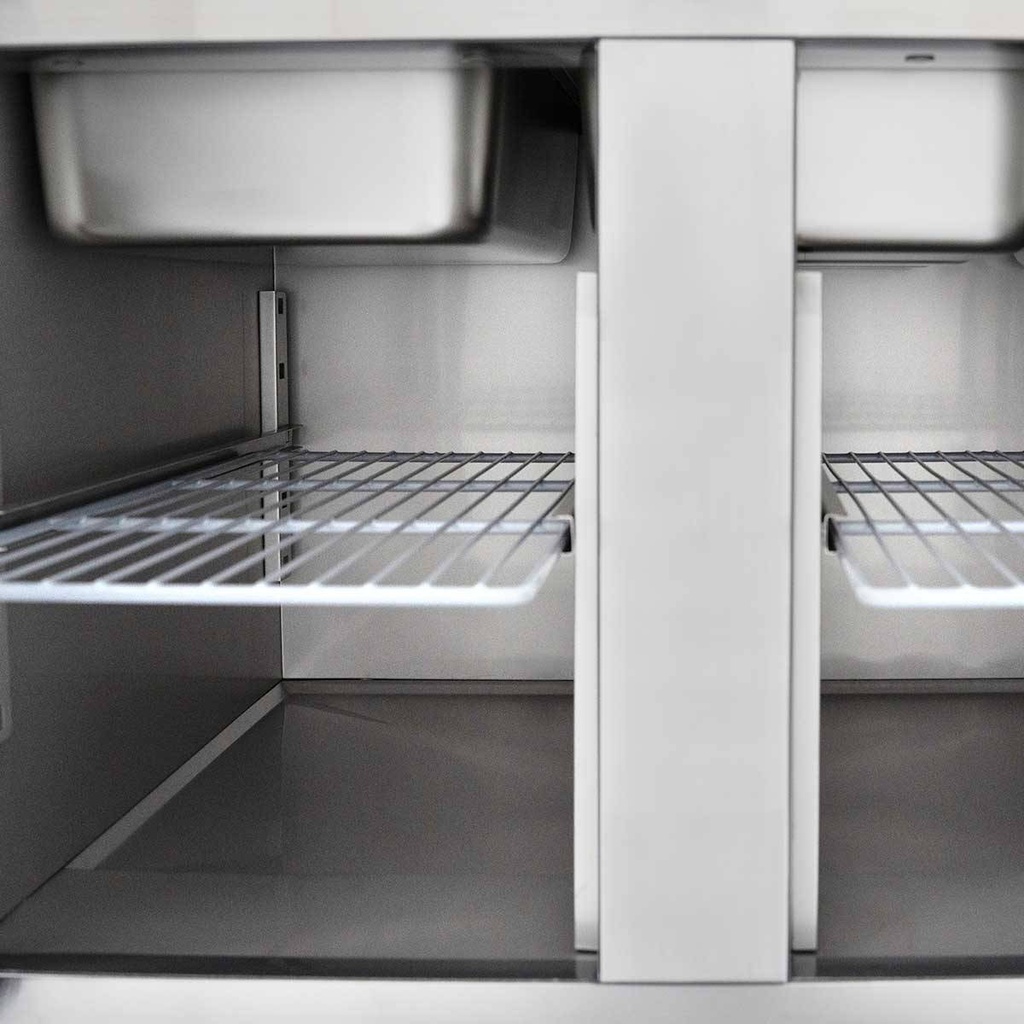 Saladette / 2-fach mit eckigem Glasaufsatz, 900 x 700 mm