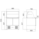 Saladette / 2-fach mit eckigem Glasaufsatz, 900 x 700 mm