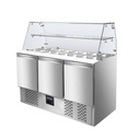 Saladette / 3-fach mit eckigem Glasaufsatz, 1365 x 700 mm