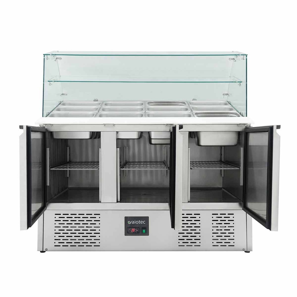 Saladette / 3-fach mit eckigem Glasaufsatz, 1365 x 700 mm