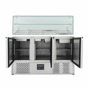 Saladette / 3-fach mit eckigem Glasaufsatz, 1365 x 700 mm