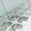Saladette / 3-fach mit eckigem Glasaufsatz, 1365 x 700 mm