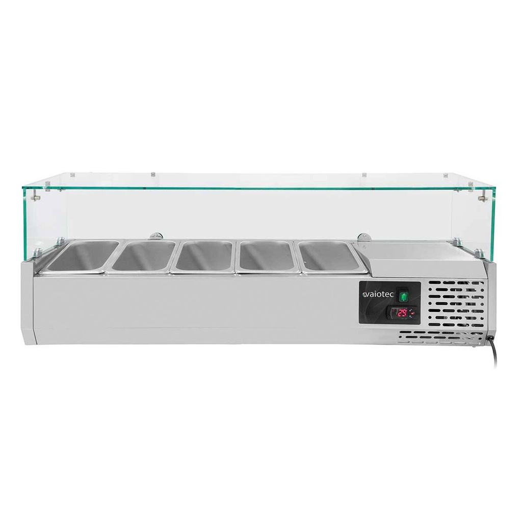 Kühlaufsatz mit Glasabdeckung 5xGN1/4, 1200 x 335 mm