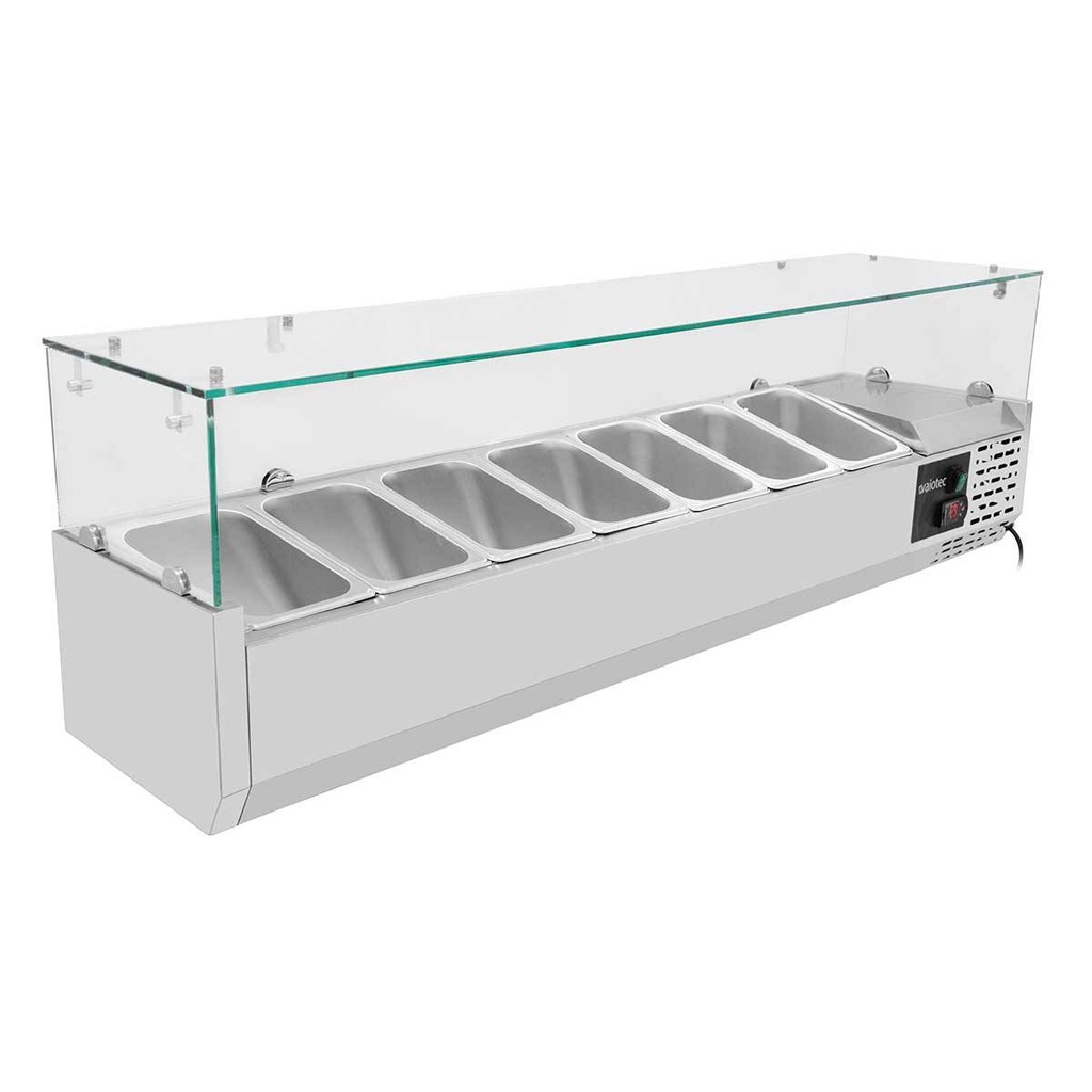 Kühlaufsatz mit Glasabdeckung 7xGN1/4, 1500 x 335 mm