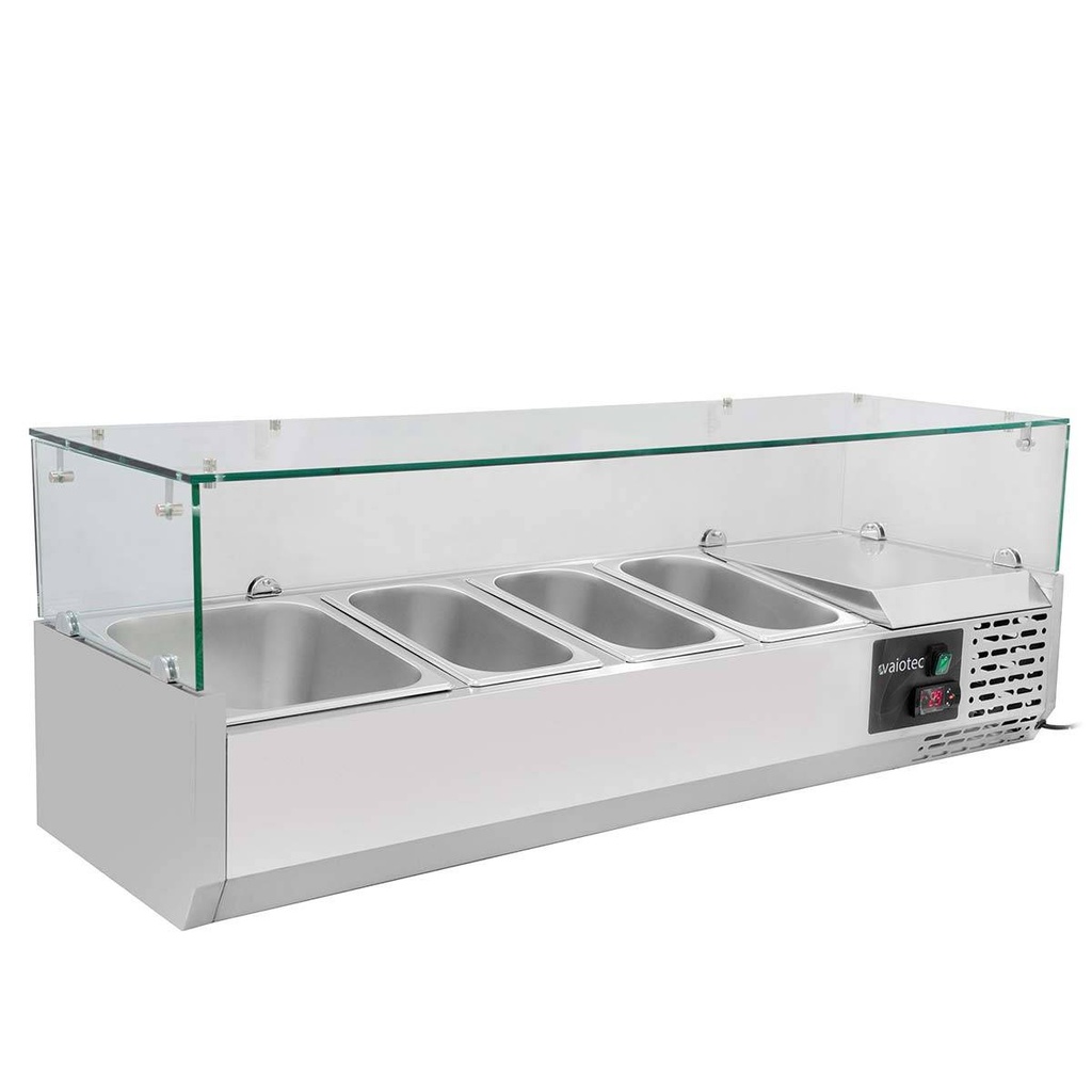 Kühlaufsatz mit Glasabdeckung 3xGN1/3 + 1xGN1/2, 1200 x 395 mm