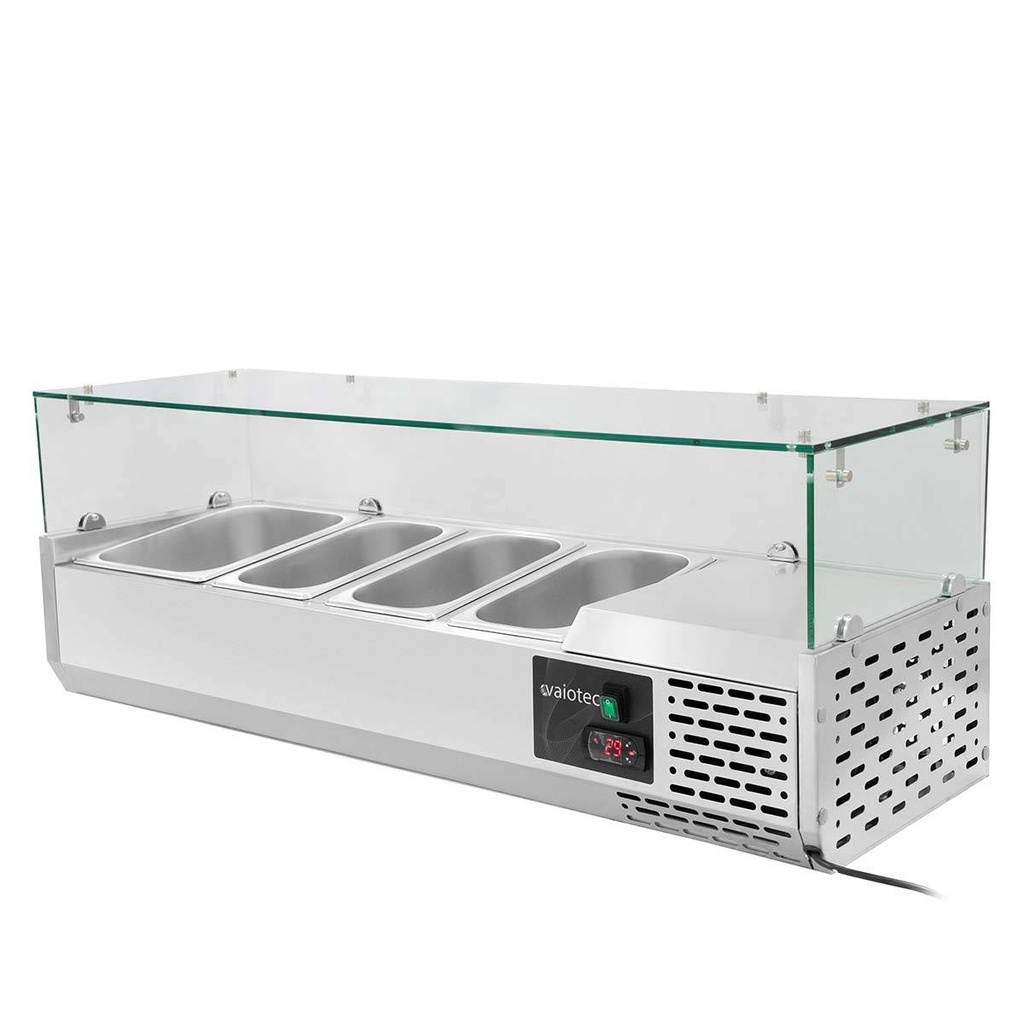 Kühlaufsatz mit Glasabdeckung 3xGN1/3 + 1xGN1/2, 1200 x 395 mm