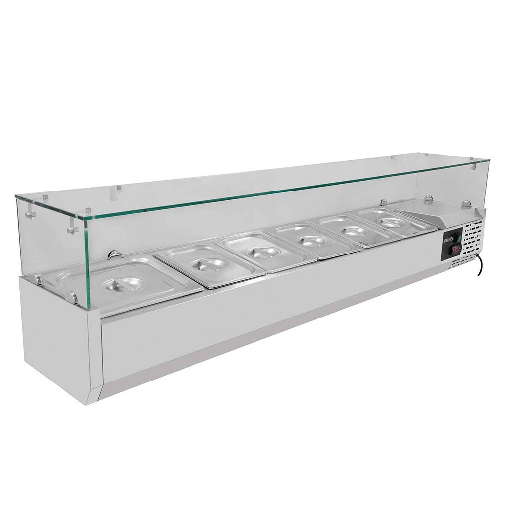 Kühlaufsatz mit Glasabdeckung 5xGN1/3 + 1xGN1/2, 1500 x 395 mm
